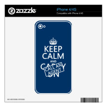 Keep Calm and Call An Agent Skins For The iPhone 4
