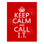 Keep Calm and Call IT (any color) Postcard