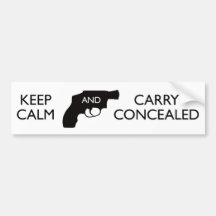 Keep Calm And Carry Concealed White/Black Bumper Sticker
