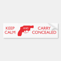 Keep Calm And Carry Concealed White Red Bumper Sticker