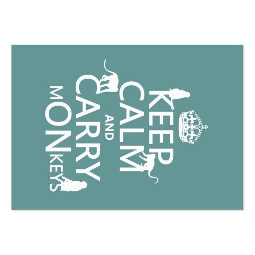 Keep Calm and Carry mONkeys - all colors Business Card (front side)