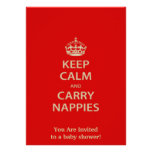 Keep Calm and Carry Nappies Custom Invitations