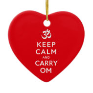 Keep Calm and Carry Om Motivational Heart Shaped Christmas Ornaments