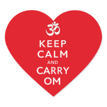 Keep Calm and Carry Om Motivational Red Heart Stickers