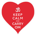 Keep Calm and Carry Om Motivational Red Heart stickers