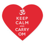 Keep Calm and Carry Om Motivational Red Heart Stickers