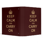 Keep Calm And Carry On 3 Ring Binder