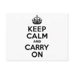 Keep Calm And Carry On Black. Best Price! Post Card