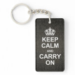 Keep calm and carry on - black damask key chains