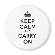 Keep Calm and Carry On Black Text Fridge Magnets
