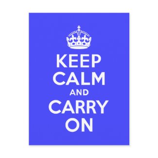 Keep Calm and Carry On Blue postcard