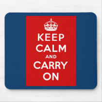 Keep Calm and Carry On British Poster on T shirts Mousepad