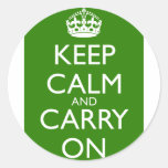 Keep Calm and Carry On British Racing Green Stickers