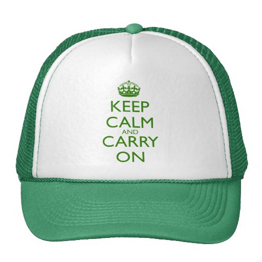 Keep Calm and Carry On British Racing Green Text Trucker Hat