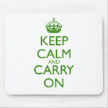 Keep Calm and Carry On British Racing Green Text Mousepad