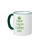 Keep Calm and Carry On British Racing Green Text Coffee Mug