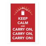 Keep calm and carry on, carry on, carry on! card postcards