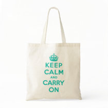 Keep Calm and Carry On Cyan Bag