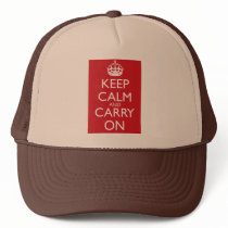 Keep Calm And Carry On: Fire Engine Red Trucker Hats