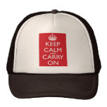 Keep Calm And Carry On: Fire Engine Red Trucker Hats