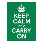 Keep Calm and Carry On Green Personalized Invite