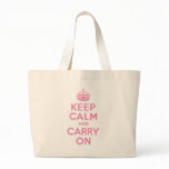 Keep Calm And Carry On. Light Pink Canvas Bag