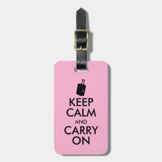 Keep Calm and Carry On Luggage Tag Bag ID Pink