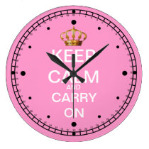 Keep Calm And Carry On Mod Wall Clock (Pink) wall clocks