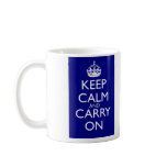 Keep Calm And Carry On: Navy Blue Mugs