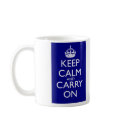 Keep Calm And Carry On: Navy Blue mugs