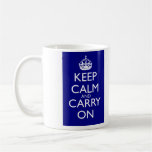 Keep Calm And Carry On: Navy Blue Mugs