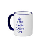 Keep Calm and Carry On Navy Blue Text Mug