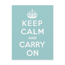 Keep Calm and Carry On on Light Blue postcards