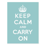 Keep Calm and Carry On on Light Blue Postcard