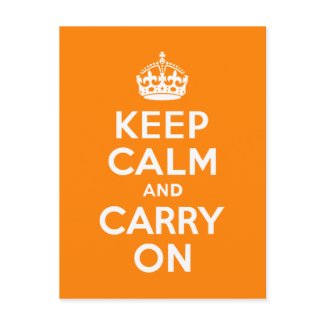 Keep Calm and Carry On Orange postcard
