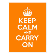 Keep Calm and Carry On Orange Postcards