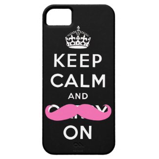 Keep Calm and Carry On Pink Moustache iPhone Case iPhone 5 Cases
