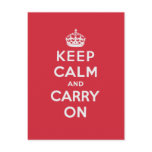 Keep Calm And Carry On Post Card