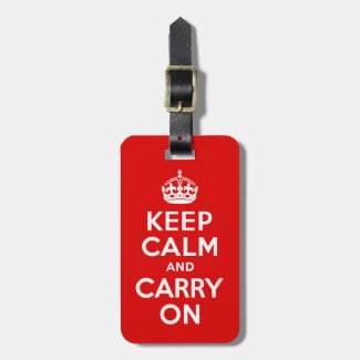 Keep Calm And Carry On Red And White Luggage Tag