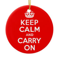 Keep Calm and Carry On Red Christmas Ornaments
