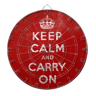 Keep Calm and Carry On Vintage Grunge Red Dart Board