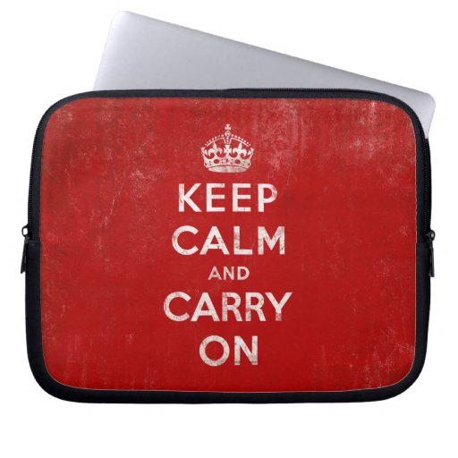 Keep Calm and Carry On, Vintage Red and White Computer Sleeve Cases