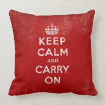 Keep Calm and Carry On Vintage Red Throw Pillow