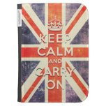 keep calm and carry on vintage Union Jack flag Kindle Case