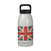 Keep Calm and Carry On Vintage Union Jack Flag Drinking Bottles