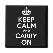 Keep Calm And Carry On. White. Best Price! Fridge Magnet