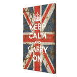 Keep Calm and Carry On with UK  Flag Stretched Canvas Print