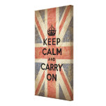 Keep Calm and Carry On with UK  Flag Canvas Print