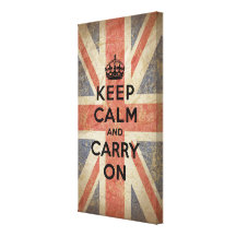 Keep Calm and Carry On with UK  Flag Canvas Print