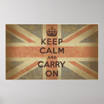 Keep Calm and Carry On with UK  Flag Poster